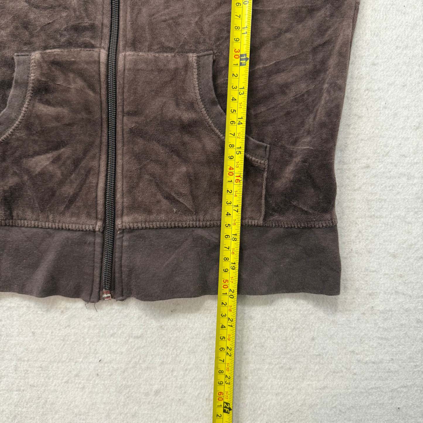 Juicy Couture Brown Velour Tracksuit Set Zip Up Hoodie & Flared Pant Logo Size M-Coordom