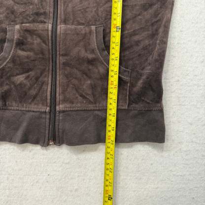 Juicy Couture Brown Velour Tracksuit Set Zip Up Hoodie & Flared Pant Logo Size M-Coordom