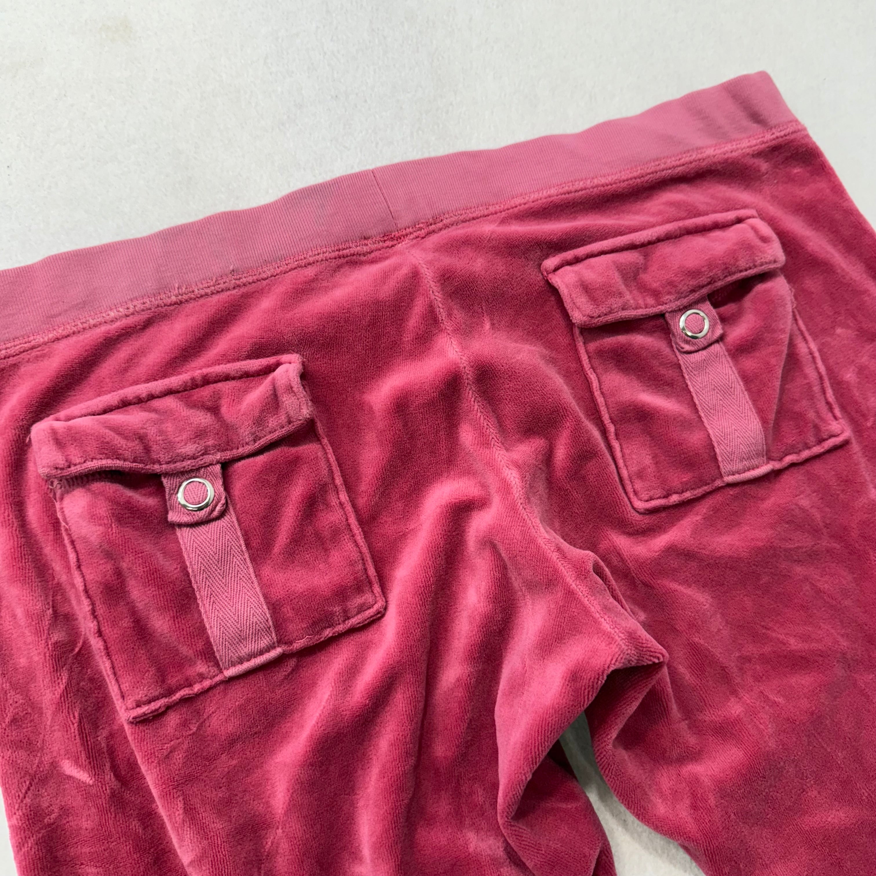 Juicy Couture Deep Rose Velour Tracksuit Set Zip Up Hoodie & Flared Pant Size M-Coordom