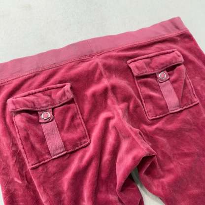 Juicy Couture Deep Rose Velour Tracksuit Set Zip Up Hoodie & Flared Pant Size M-Coordom