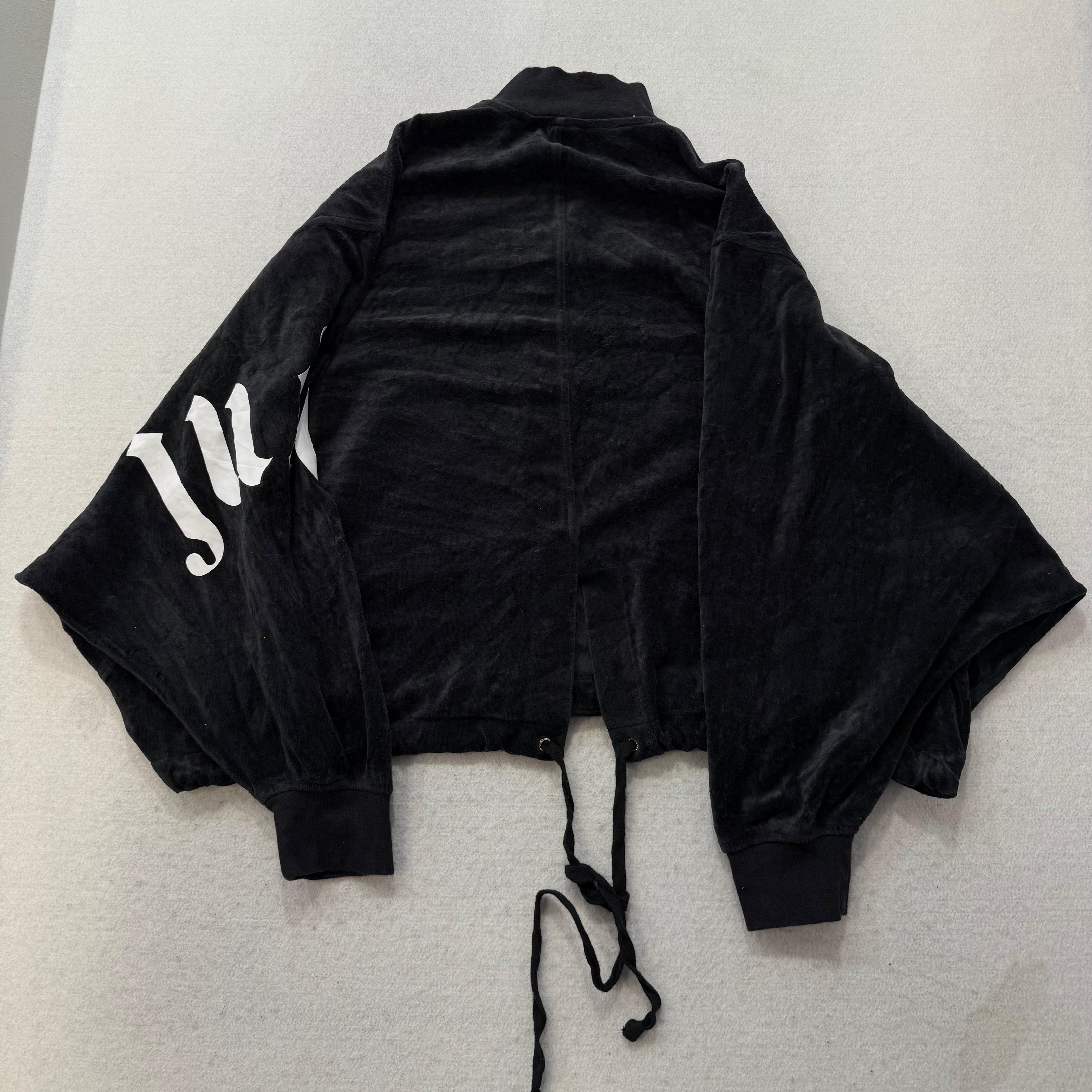 Juicy Couture Women's Black Velour Track Batwing Jacket Aesthetic Logo Size S-Coordom