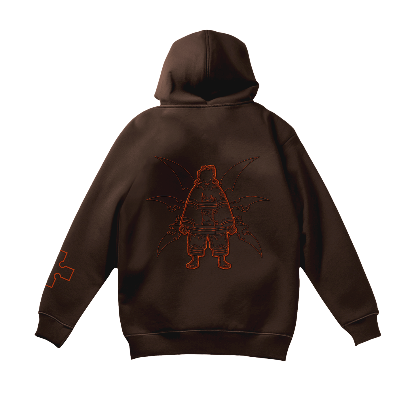 Inferno Embroidery Hoodie - Brown-Coordom