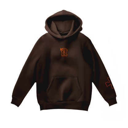 Inferno Embroidery Hoodie - Brown-Coordom