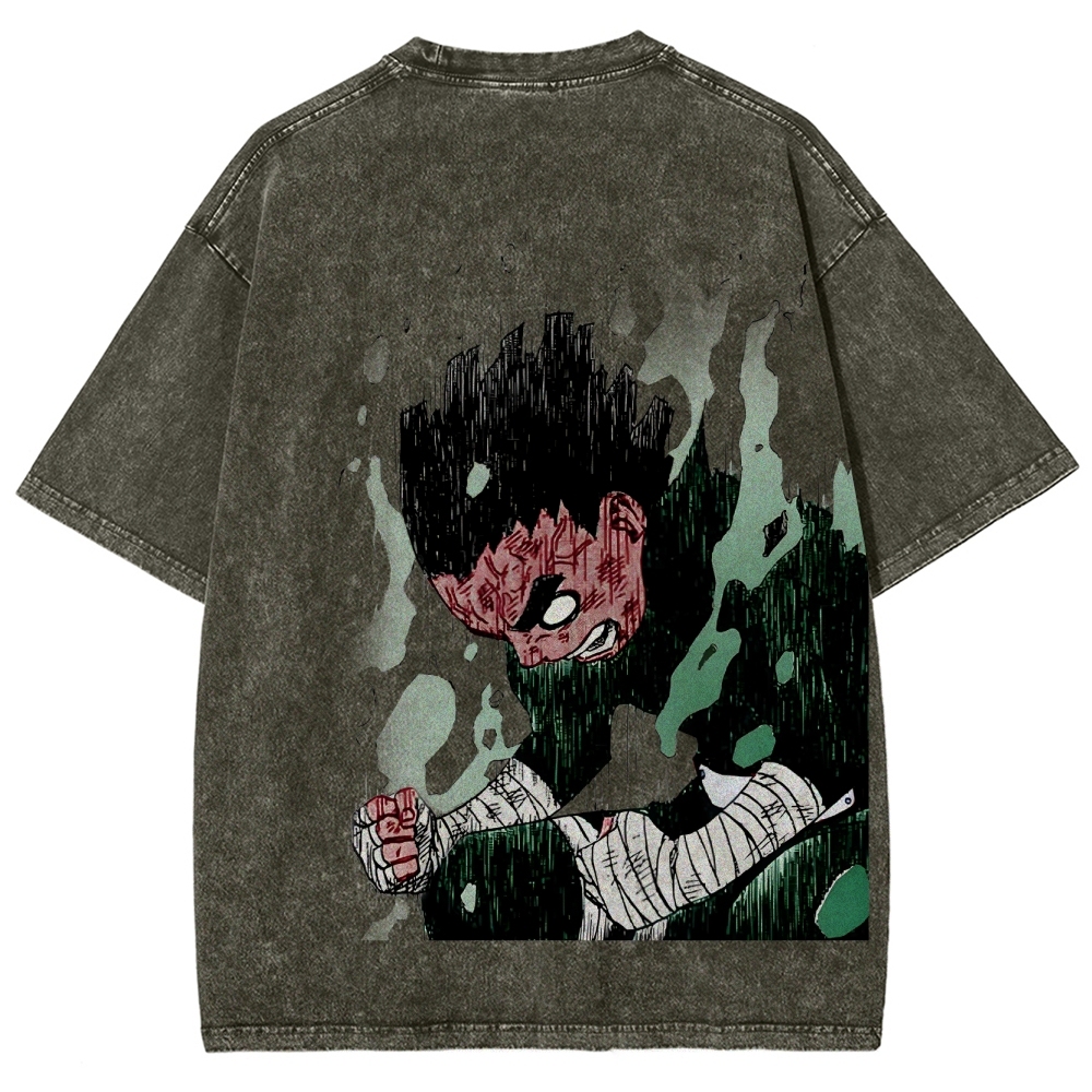 Naruto Rock Lee Unisex Fit Washed T-Shirt 2504005182-Coordom