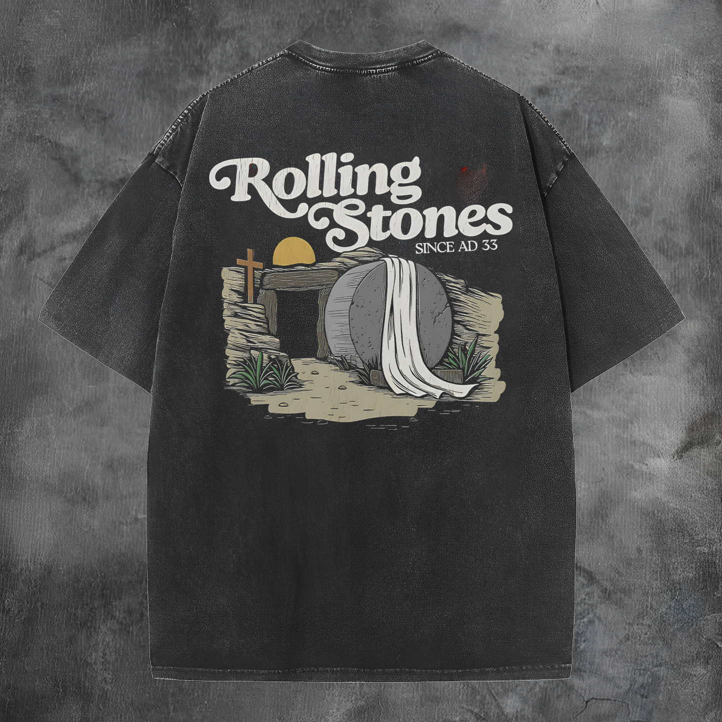 Rolling Stone Since AD 33 Printed Men's Washed Tee-Coordom