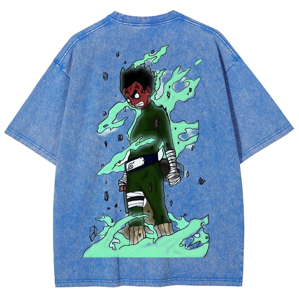 Naruto Rock Lee Unisex Fit Washed T-Shirt 2504005187-Coordom