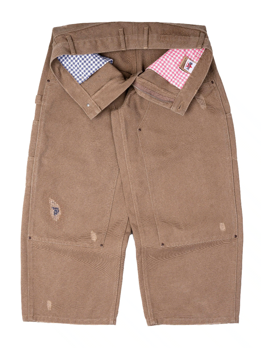 DISTRESSED DOUBLE-KNEE WORKWEAR PANTS-Coordom