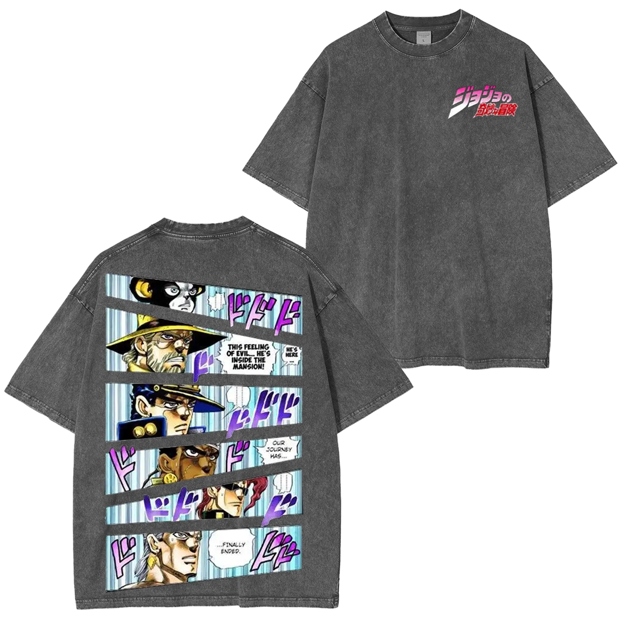 Japanese Anime Jojo Bizarre Adventure Vintage Unisex Washed T-Shirt-Coordom