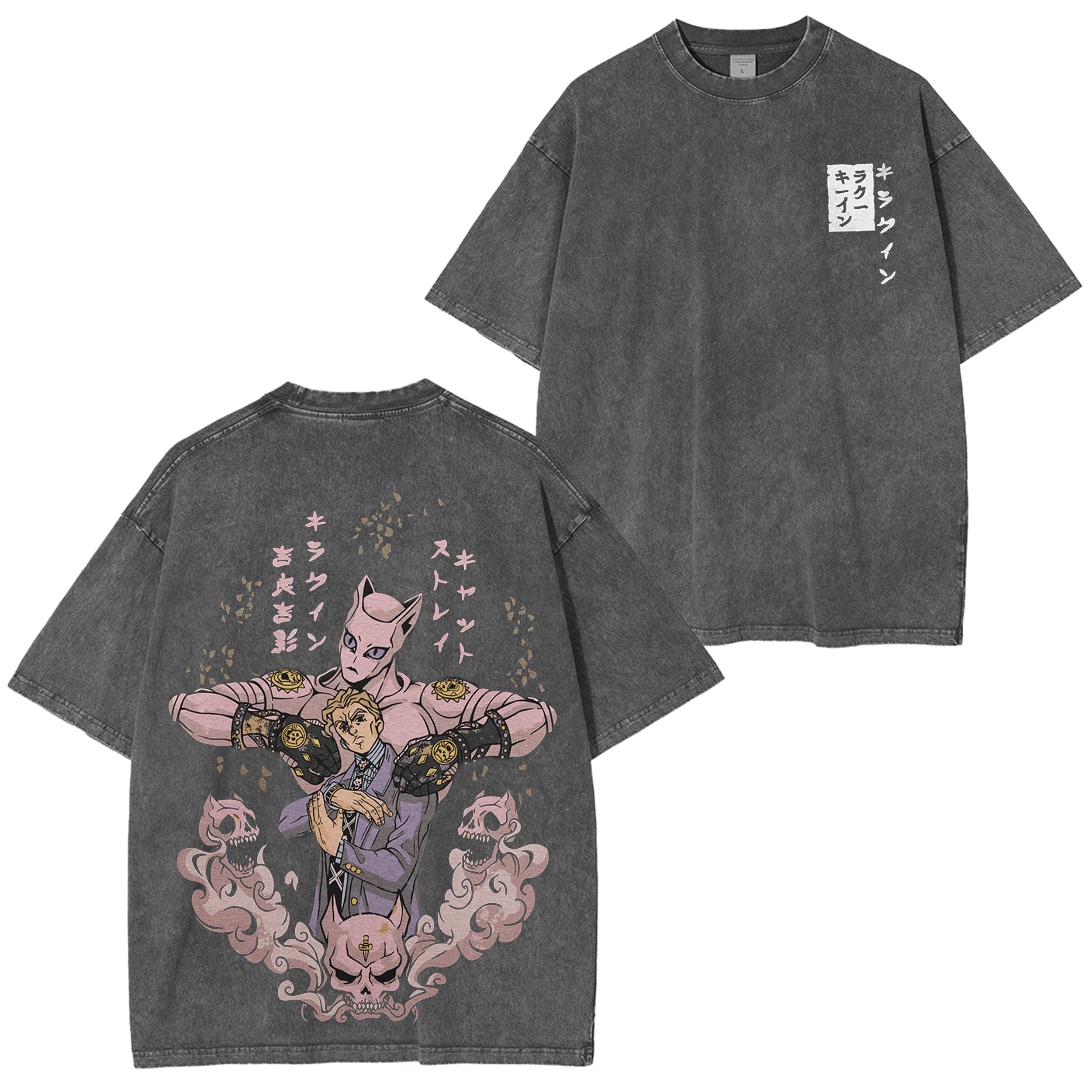 JoJo's Bizarre Adventure Kira Stand Graphic Vintage Unisex Washed T-Shirt-Coordom