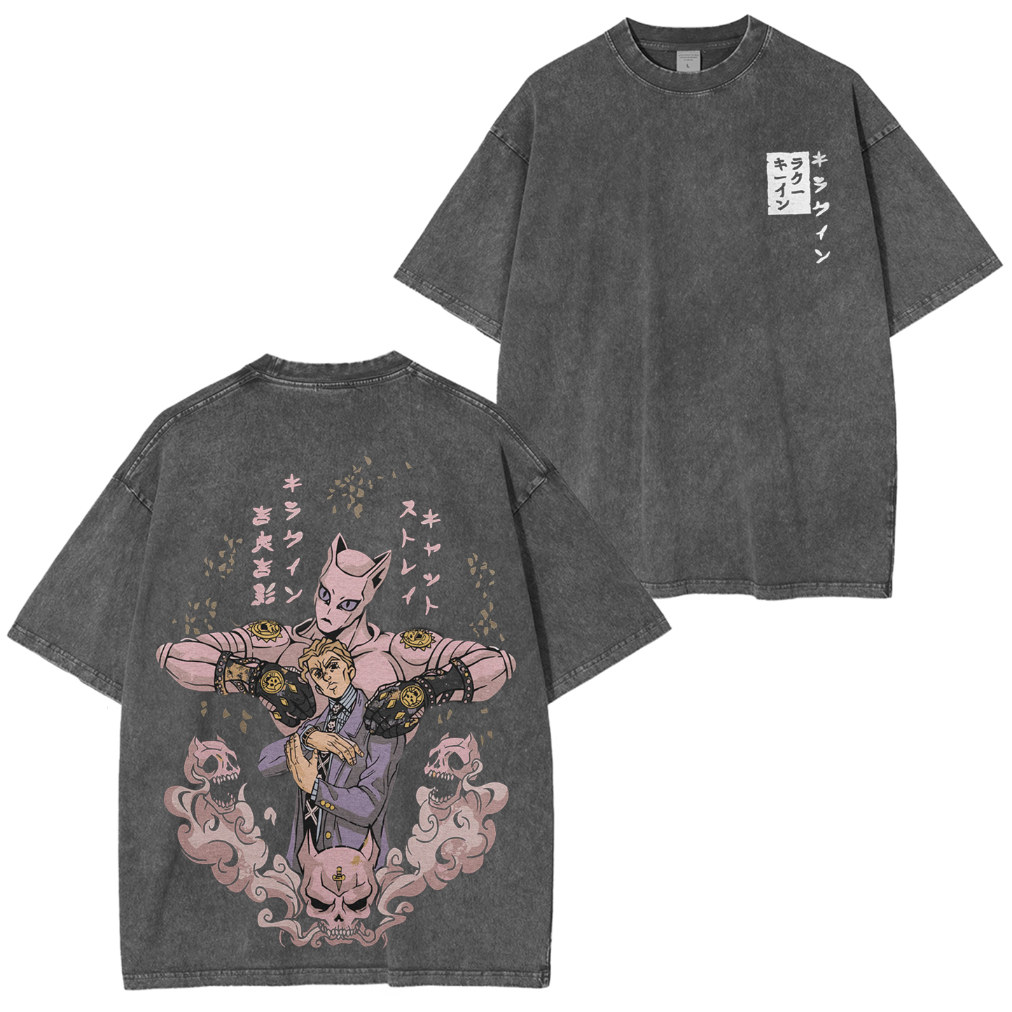 JoJo's Bizarre Adventure Kira Stand Graphic Vintage Unisex Washed T-Shirt-Coordom