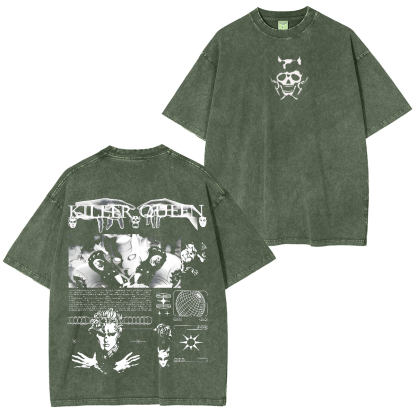 Killer Queen-JoJo's Bizarre Adventure Vintage Washed Unisex T-Shirt-Coordom