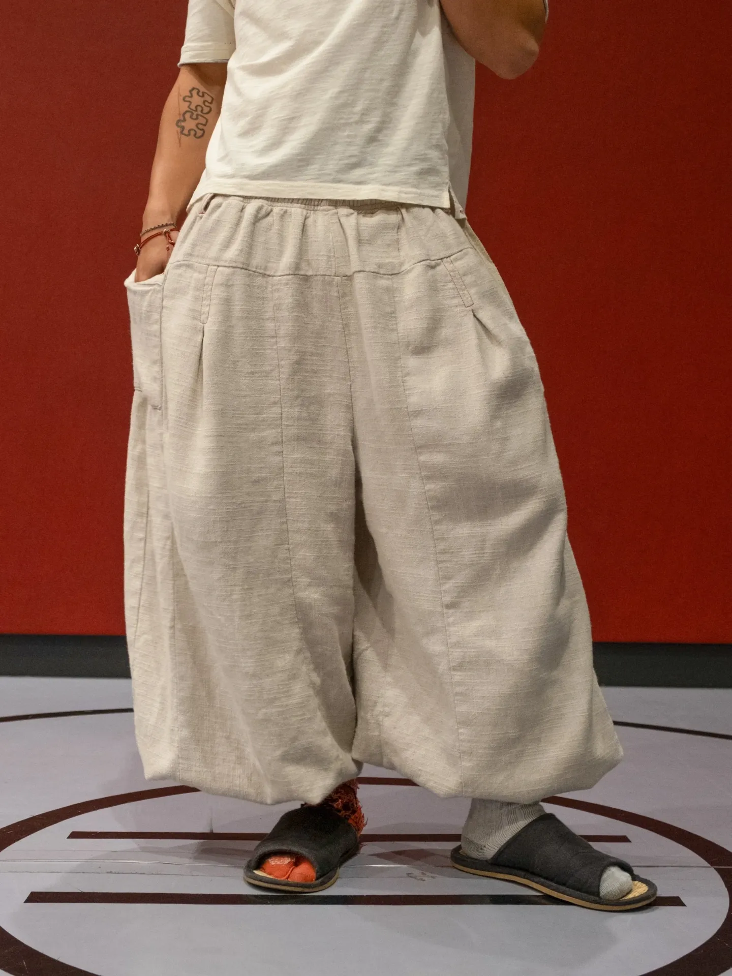 FLAX PLEATED WIDELEG PANTS-Coordom