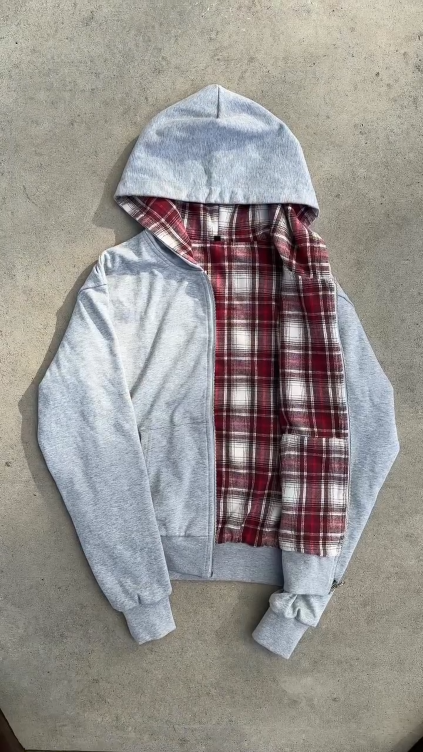 REVERSIBLE PLAID ZIP HOODIE|Streetwear Oversized Vintage Casual Wear-Coordom