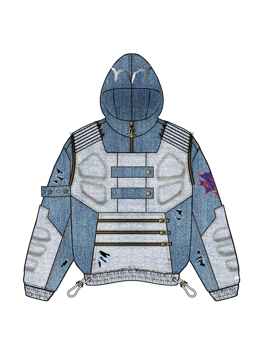 "DRAGON" Denim Hoodie-Coordom