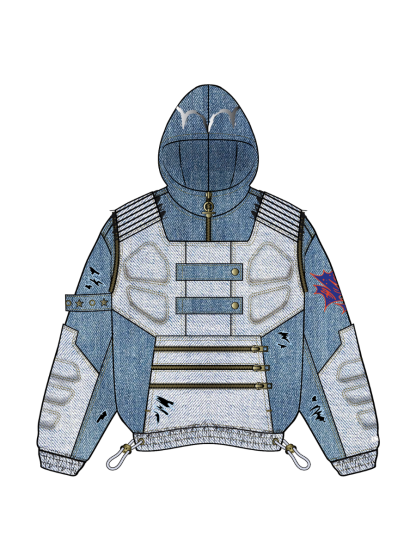 "DRAGON" Denim Hoodie-Coordom