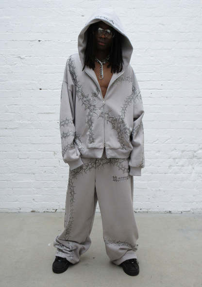  RHINESTONE OVERSIZED SWEATPANTS SMOKE GREY-Coordom