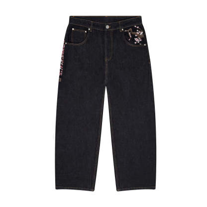 Cherry Blossom Embroidery Jeans-Coordom