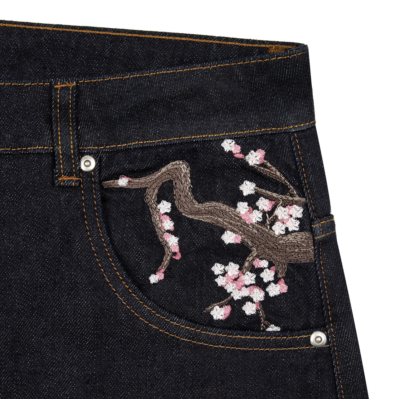 Cherry Blossom Embroidery Jeans-Coordom