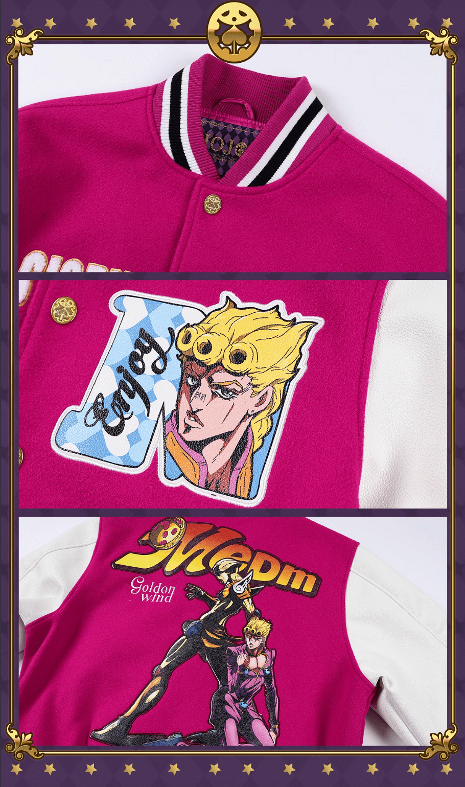 JOJO  Embroidered Patch Varsity Jacket-Coordom