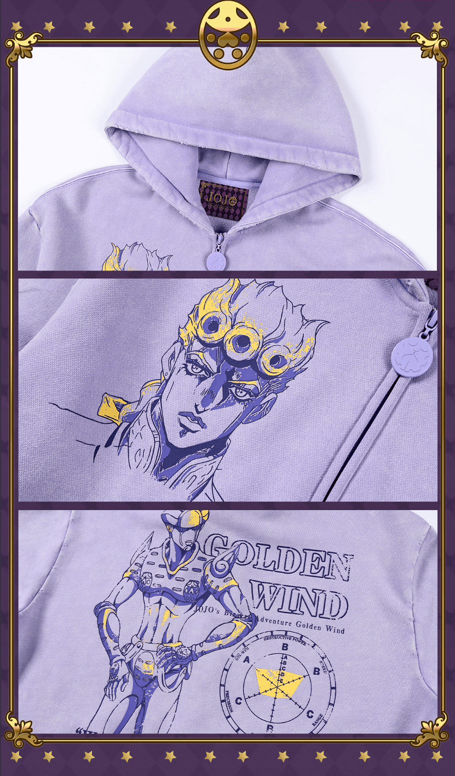 JOJO  Washed Graphic Print Zip Up Hoodie-Coordom