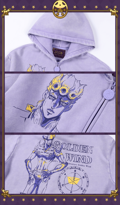 JOJO  Washed Graphic Print Zip Up Hoodie-Coordom
