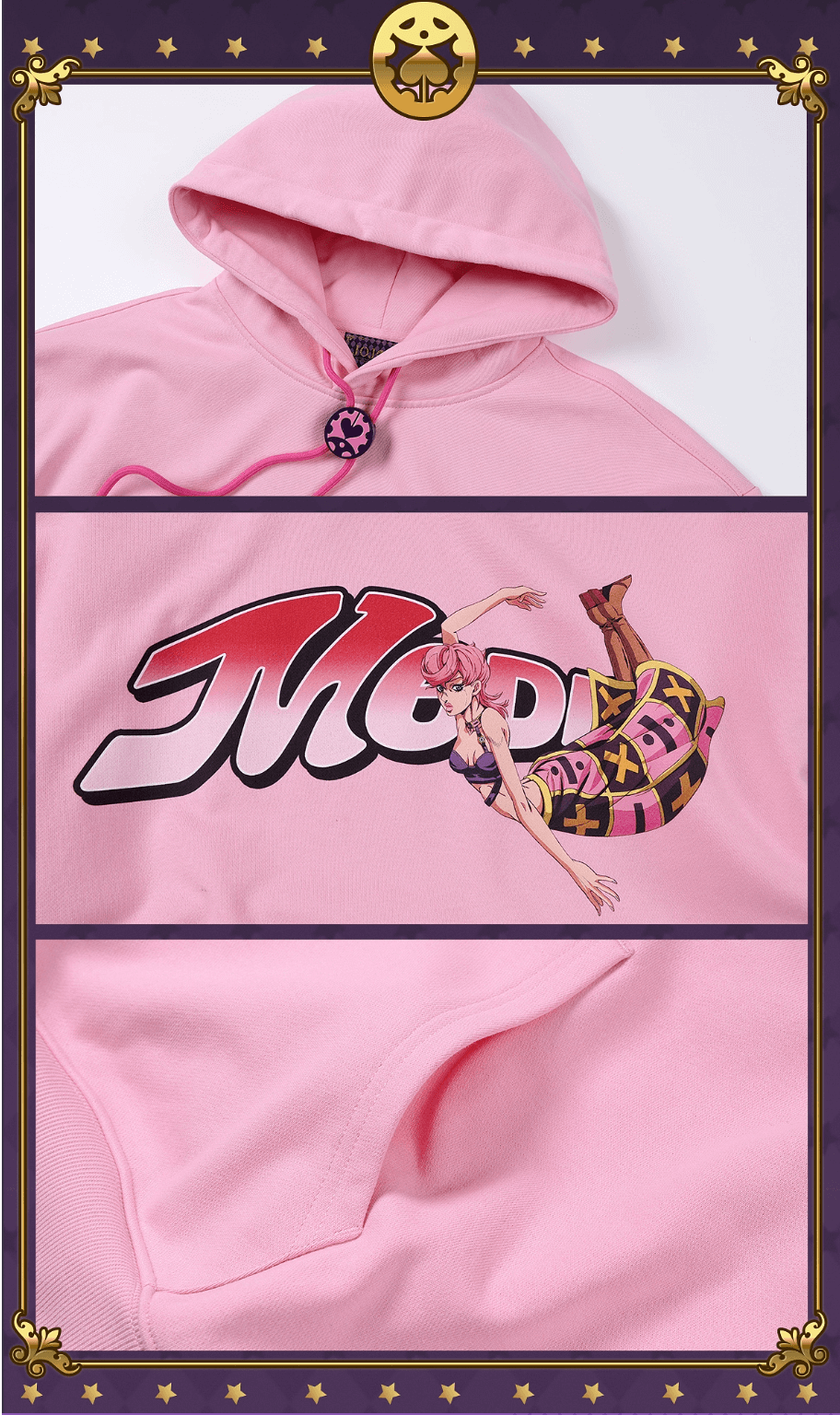 JOJO  Accent Drawstring Print Hoodie-Coordom