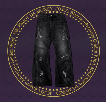 JOJO  Icon Embroidery Washed Distressed Jeans-Coordom