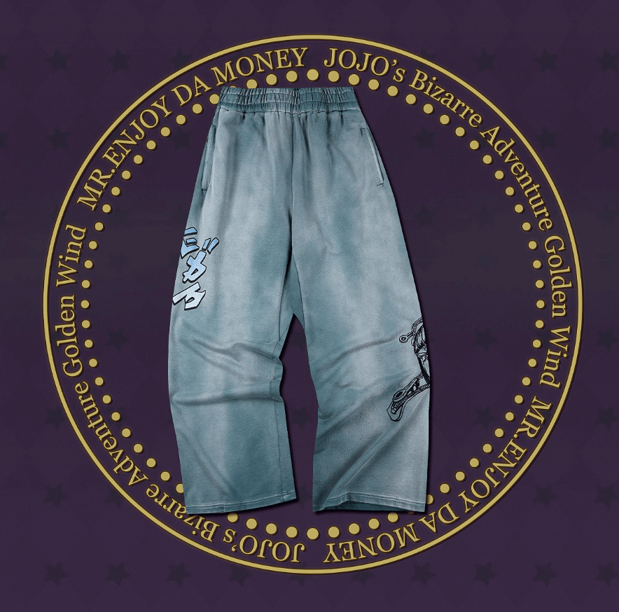 JOJO  Embroidered Print Washed Sweatpants-Coordom