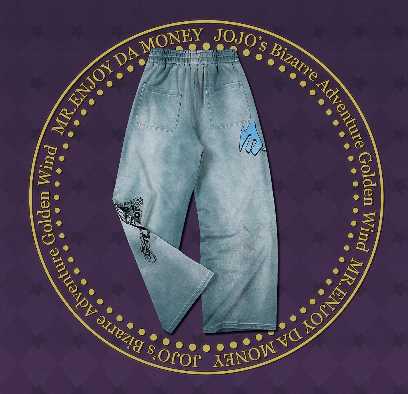 JOJO  Embroidered Print Washed Sweatpants-Coordom