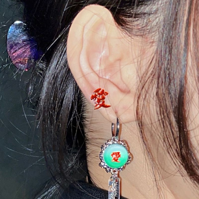 Red “gaara”Love earring-Coordom