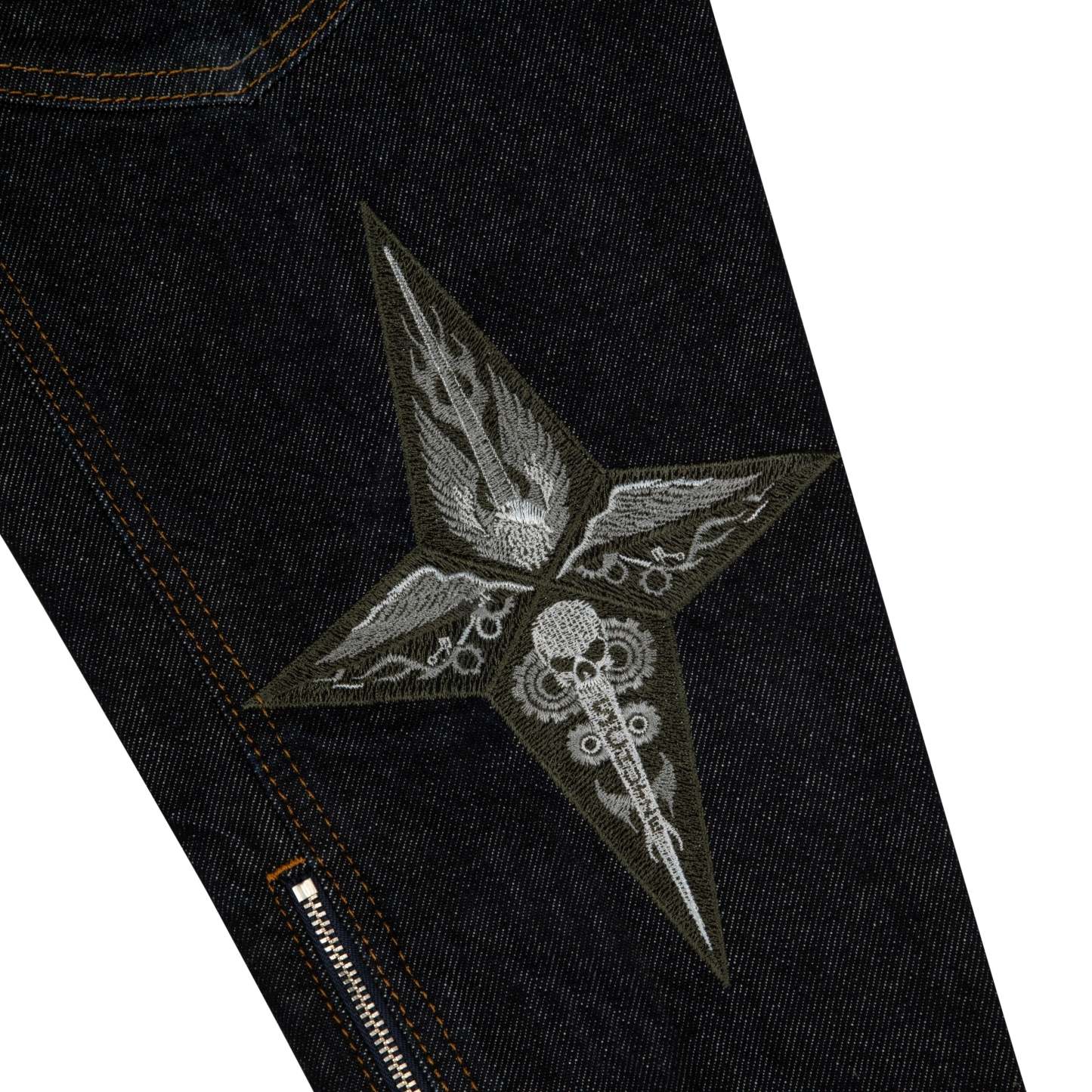 "hellboy" indigo raw denim Biker jacket-Coordom