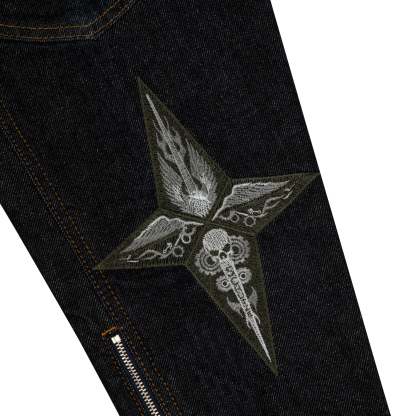 "hellboy" indigo raw denim Biker jacket-Coordom