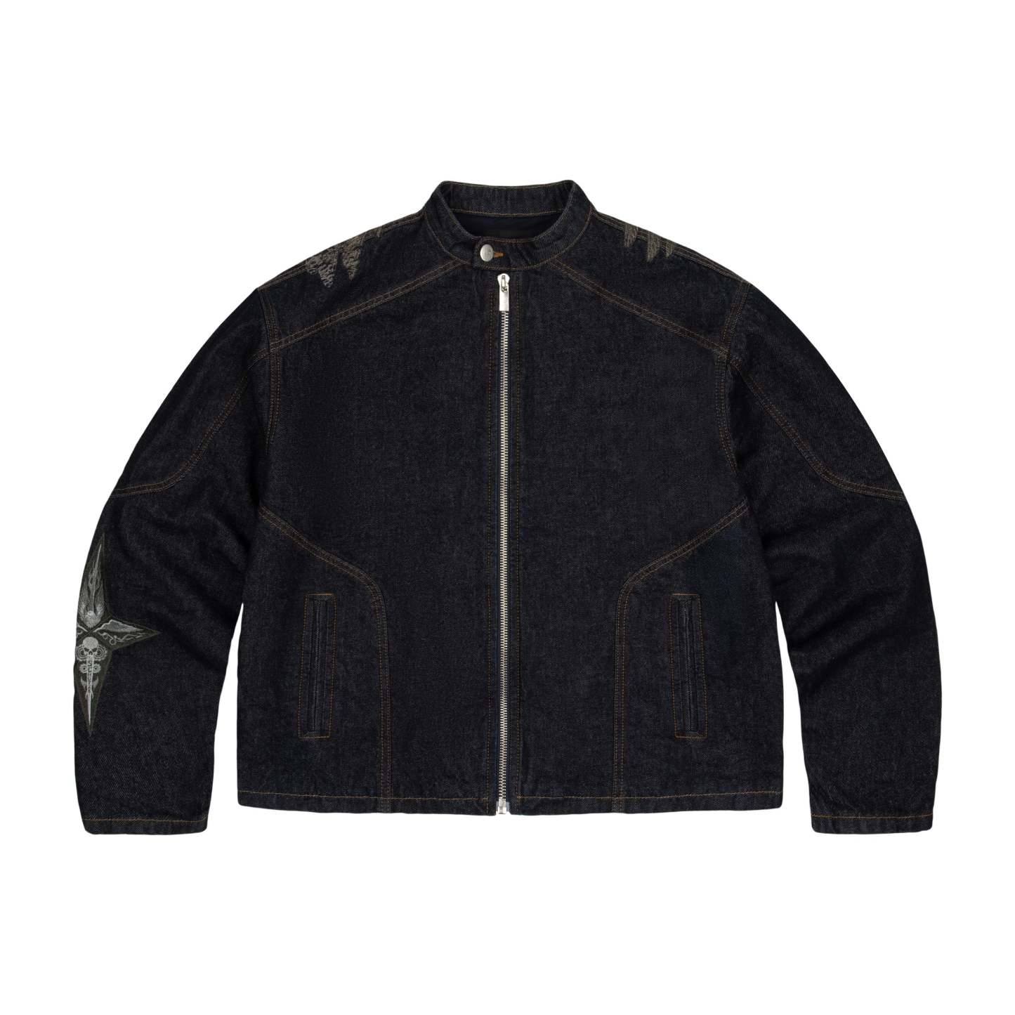"hellboy" indigo raw denim Biker jacket-Coordom