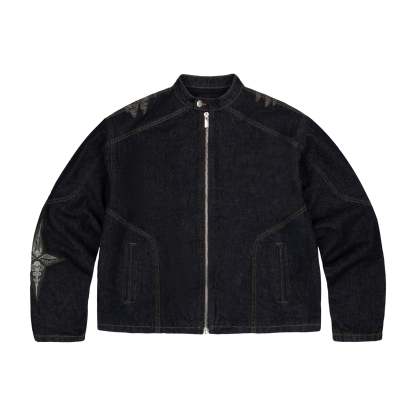 "hellboy" indigo raw denim Biker jacket-Coordom
