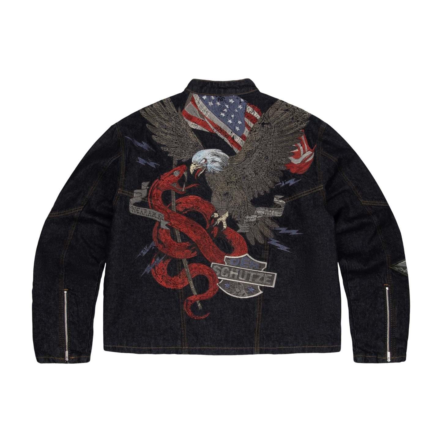 "hellboy" indigo raw denim Biker jacket-Coordom