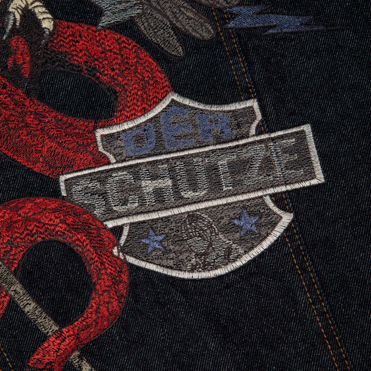 "hellboy" indigo raw denim Biker jacket-Coordom