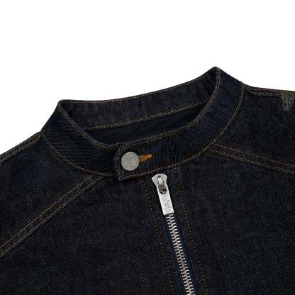 "hellboy" indigo raw denim Biker jacket-Coordom