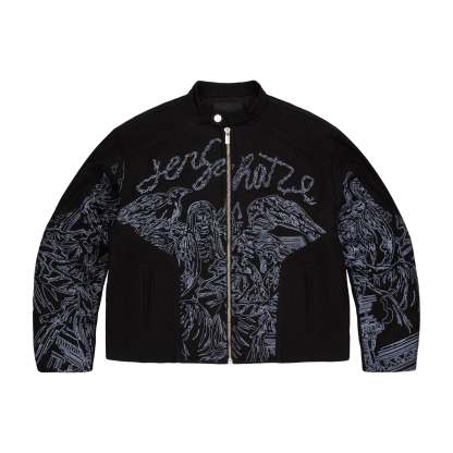 "hellboy" denim Biker jacket black-Coordom