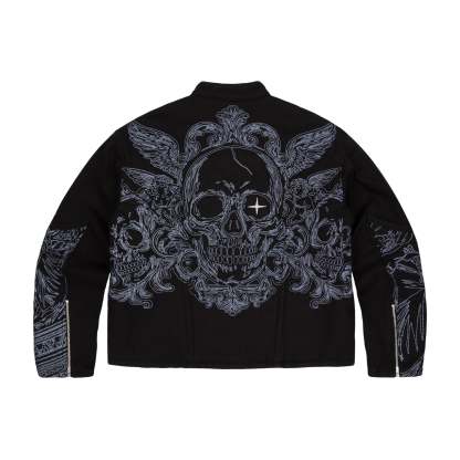 "hellboy" denim Biker jacket black-Coordom