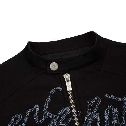 "hellboy" denim Biker jacket black-Coordom