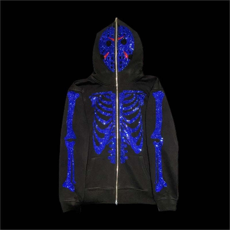 Rhinestone Skull Sweatshirt-Coordom