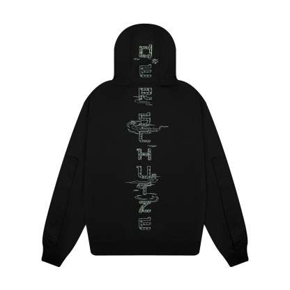 "sashiko" Hoodie black-Coordom