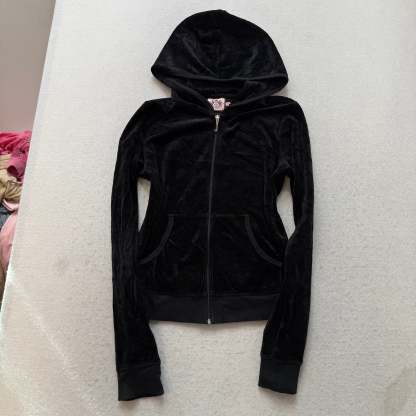 Juicy Couture Scottie Dogs Black Velour Tracksuit Set Hoodie & Pants Size M/S-Coordom