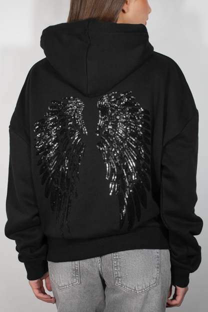 Sparkwing Angel Sequin Hoodie – Silver Stardust-Coordom