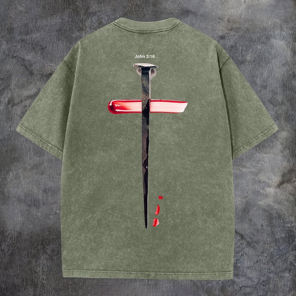 John 3:16 Washed T-shirt-Coordom