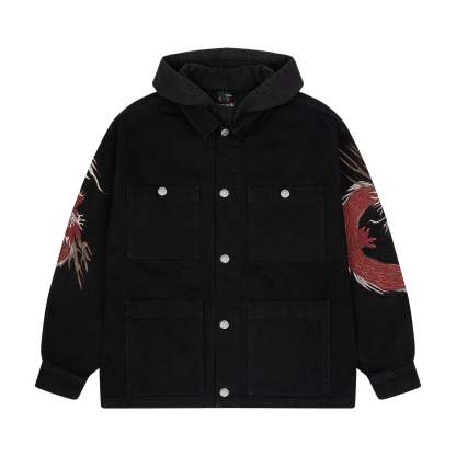 "yakuza" denim Jacket black-Coordom