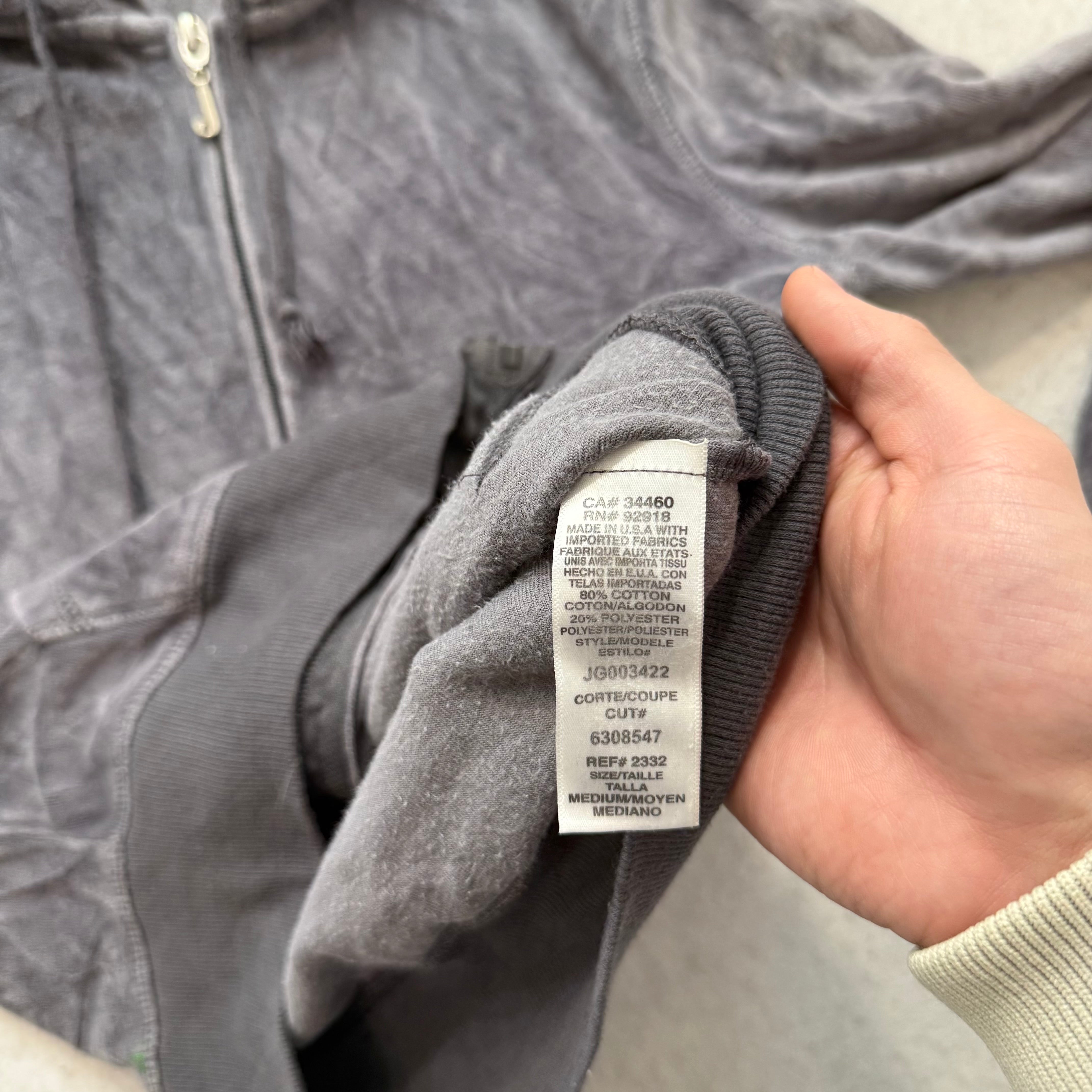 Juicy Couture Women's Gray Velour Full Zip Hoodie Loungewear Graphic Logo Size M-Coordom