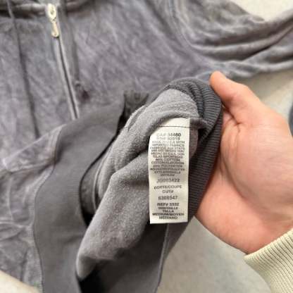 Juicy Couture Women's Gray Velour Full Zip Hoodie Loungewear Graphic Logo Size M-Coordom