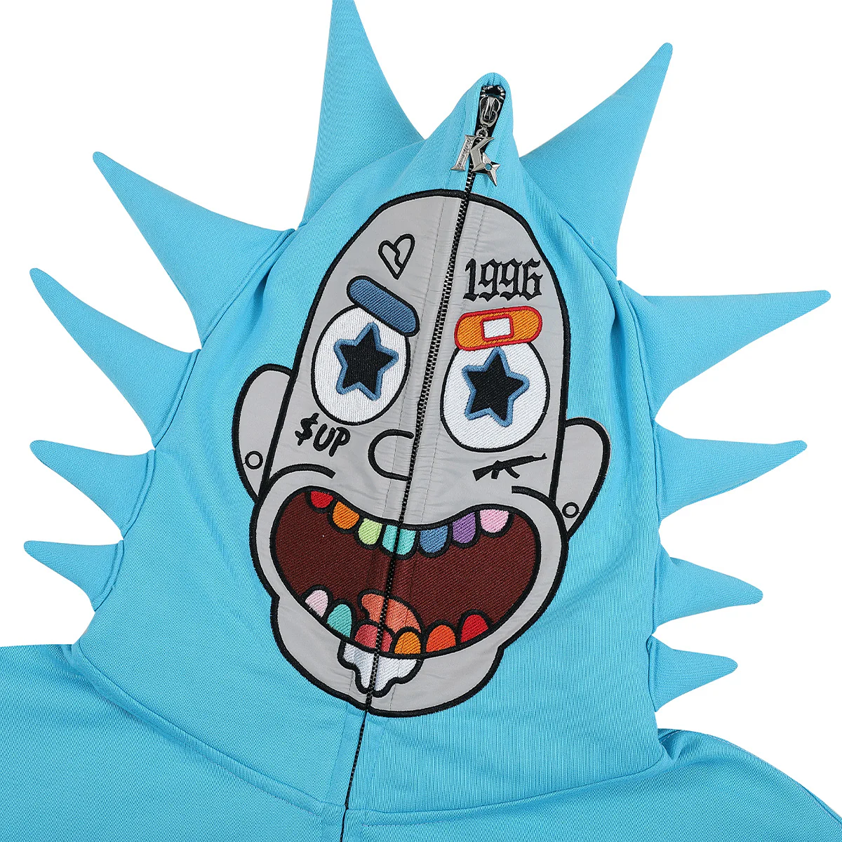Street style Y2K pattern Full Zip Hoodie Blue-Coordom
