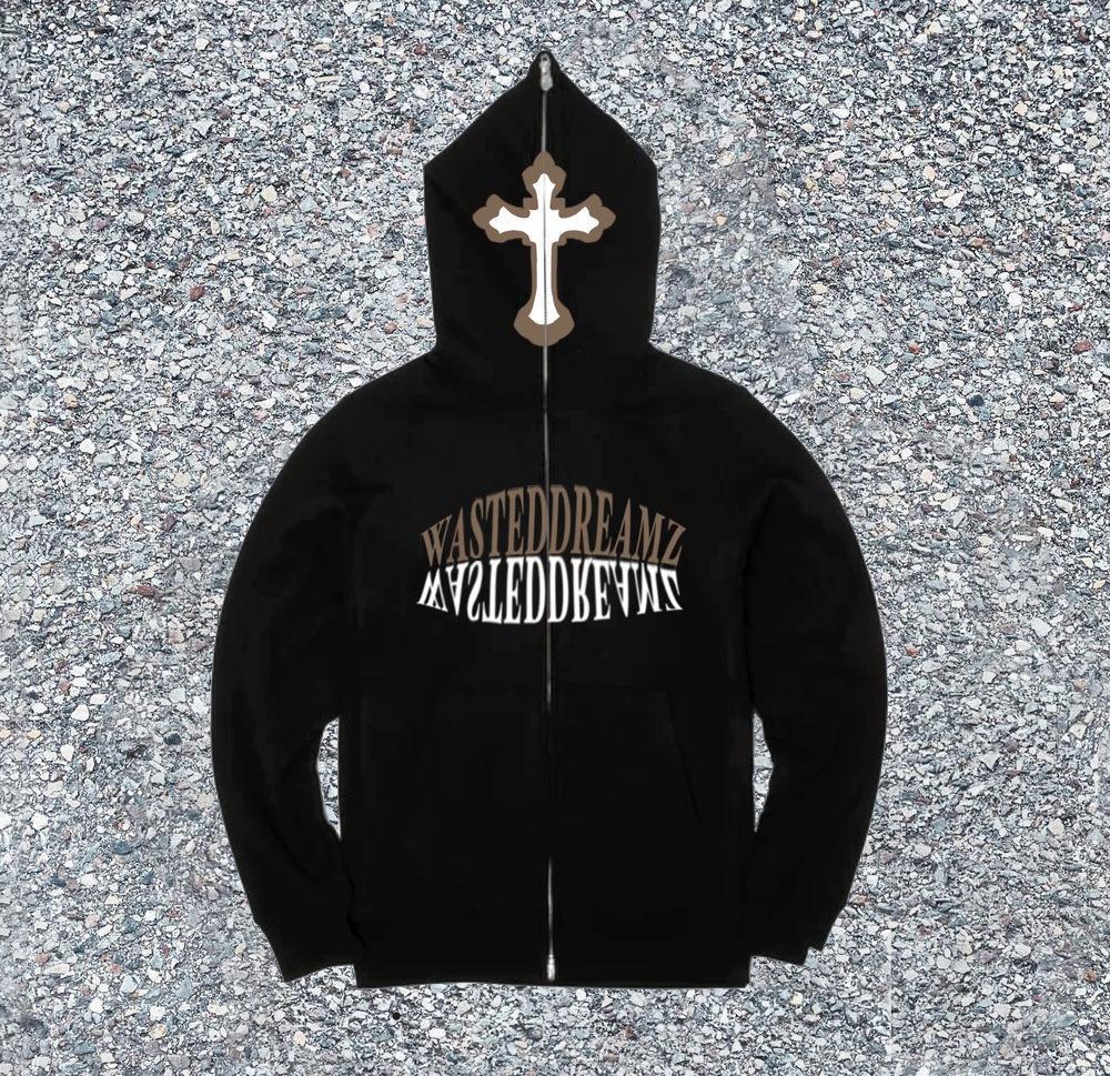Street casual personality letter pattern full zipper long-sleeved hoodie-Coordom